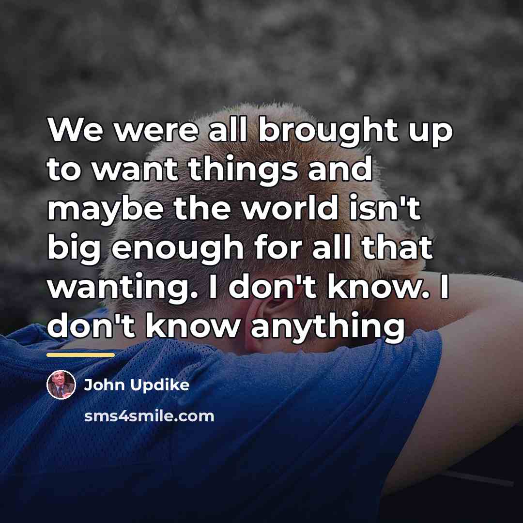 “We were all brought up to want things and maybe…” quote by John Updike