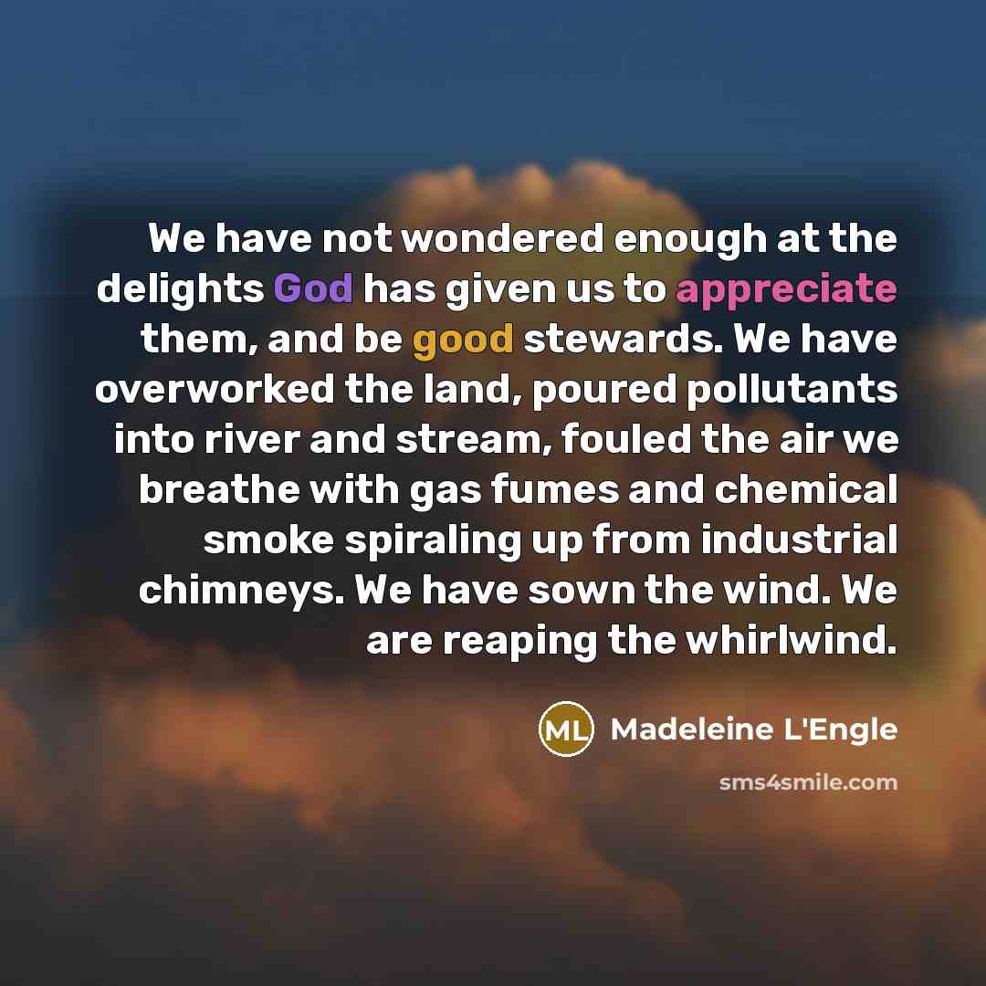 “We have not wondered enough at the delights God has…” quote by Madeleine L'Engle