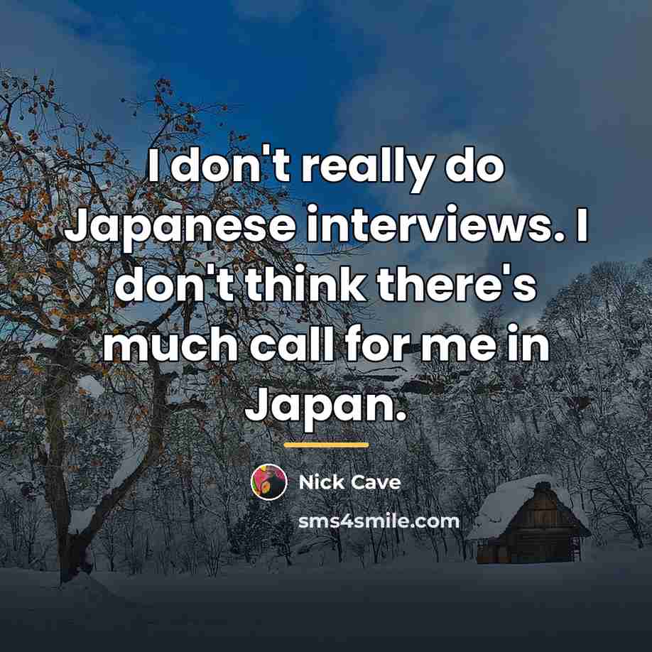 “I don't really do Japanese interviews. I don't think there's…” quote by Nick Cave