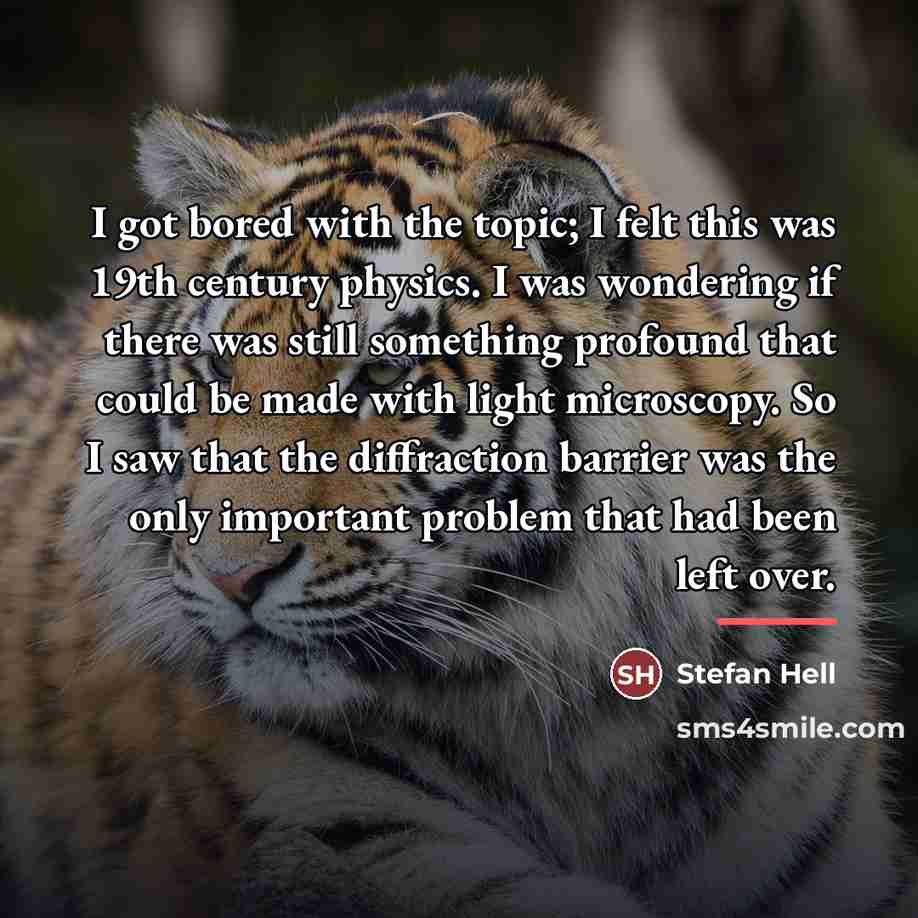 “I got bored with the topic; I felt this was…” quote by Stefan Hell