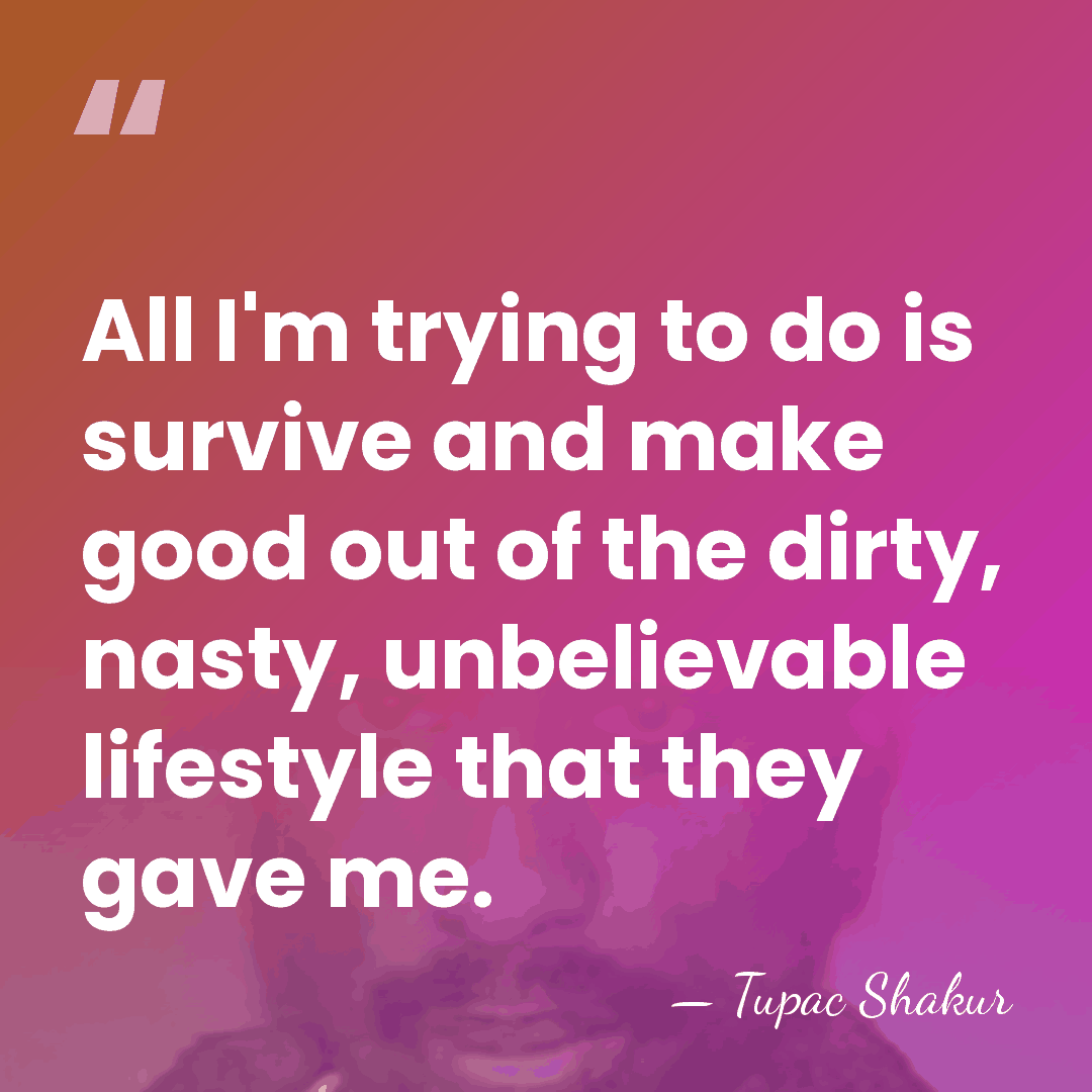 All I'm trying to do is survive and make good out of&hellip; - Tupac Shakur