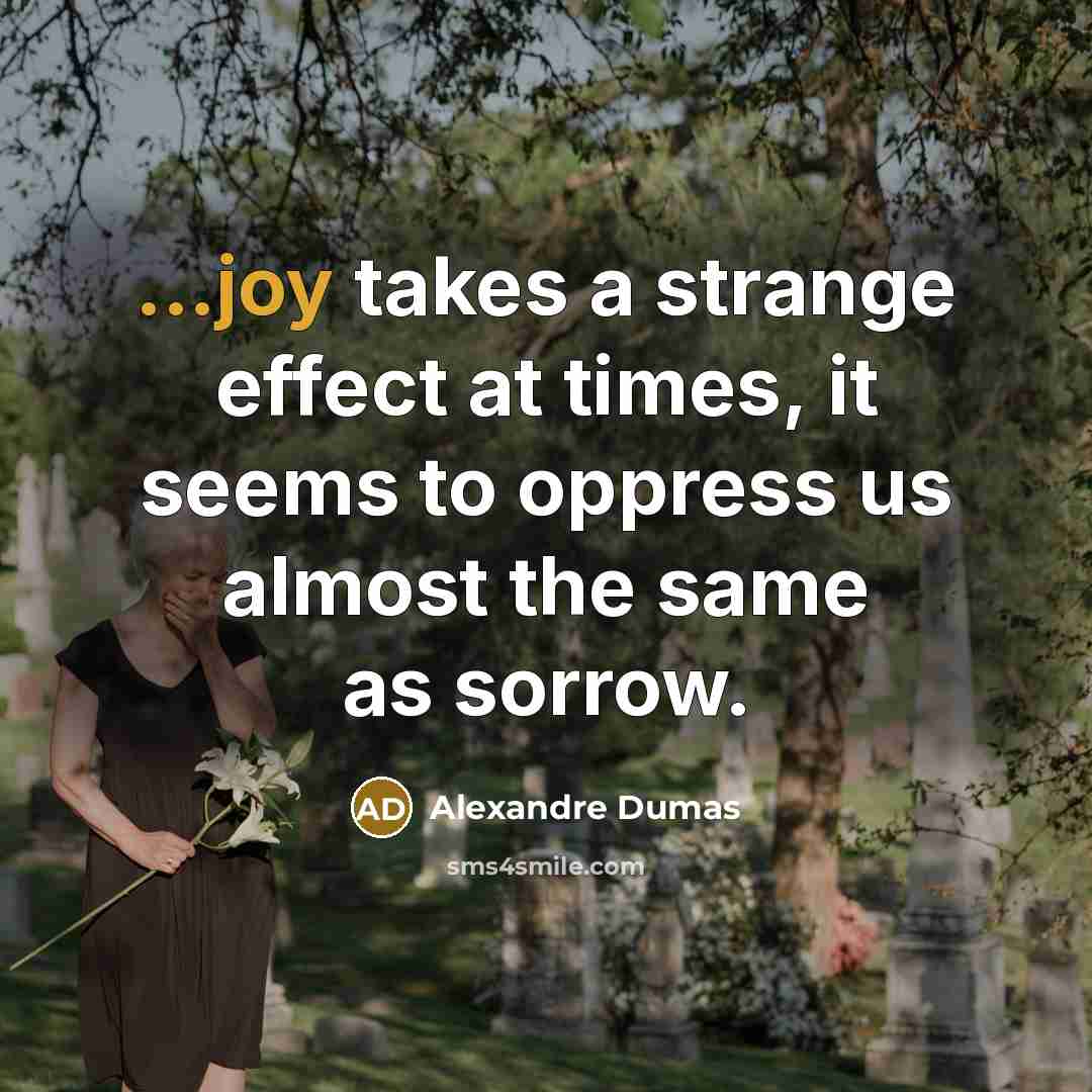 “...joy takes a strange effect at times, it seems to…” quote by Alexandre Dumas