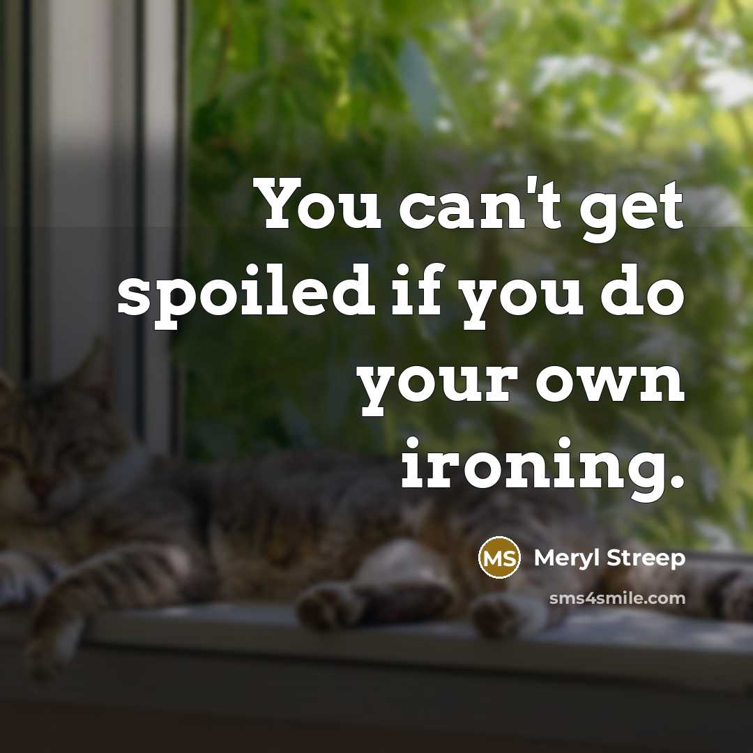 “You can't get spoiled if you do your own ironing.…” quote by Meryl Streep