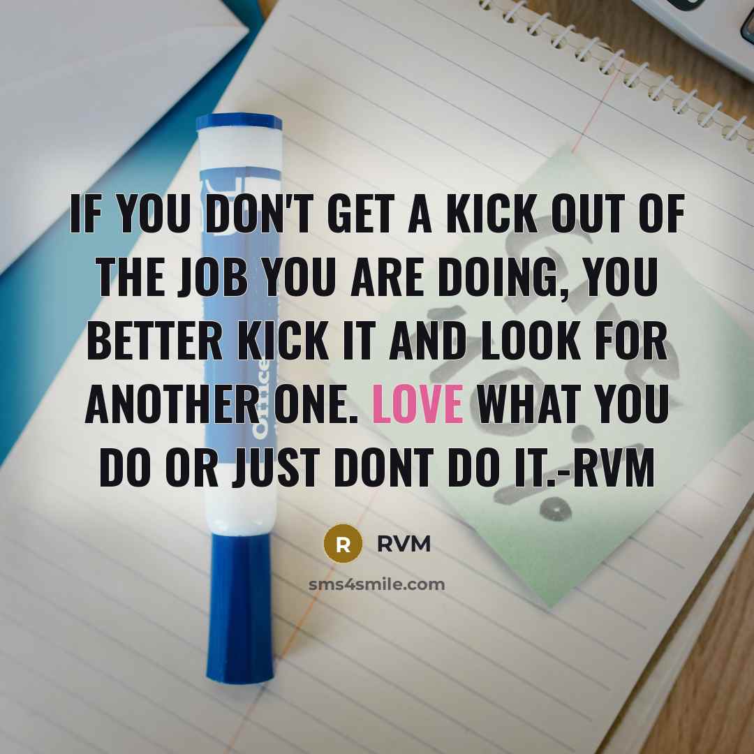 “If you don't get a kick out of the job…” quote by RVM