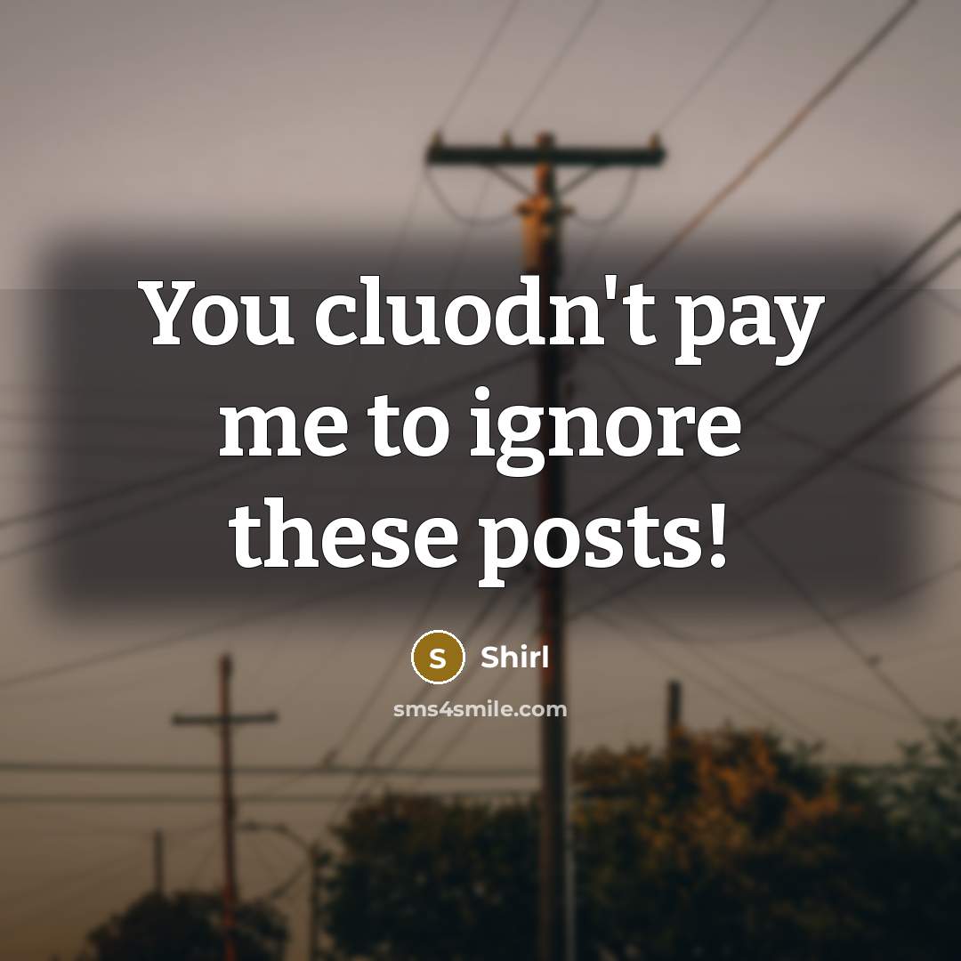 “You cluodn't pay me to ignore these posts!” quote by Shirl