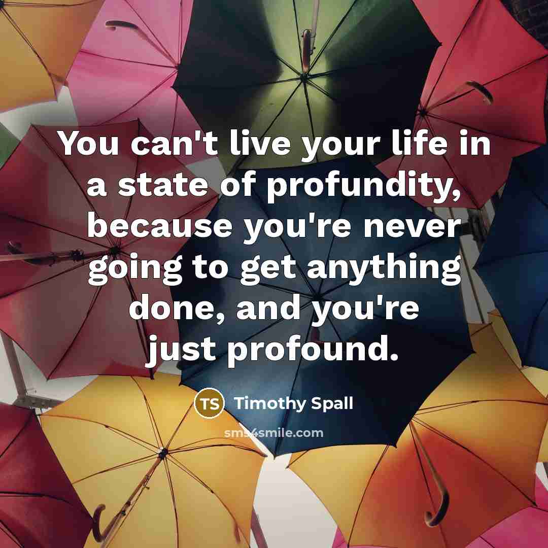 “You can't live your life in a state of profundity,…” quote by Timothy Spall