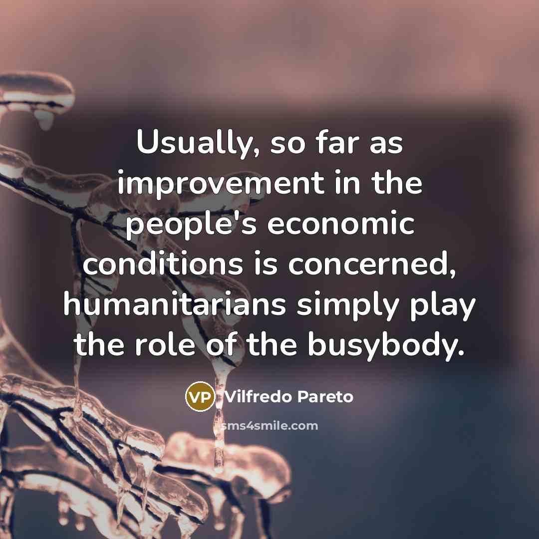 “Usually, so far as improvement in the people's economic conditions…” quote by Vilfredo Pareto