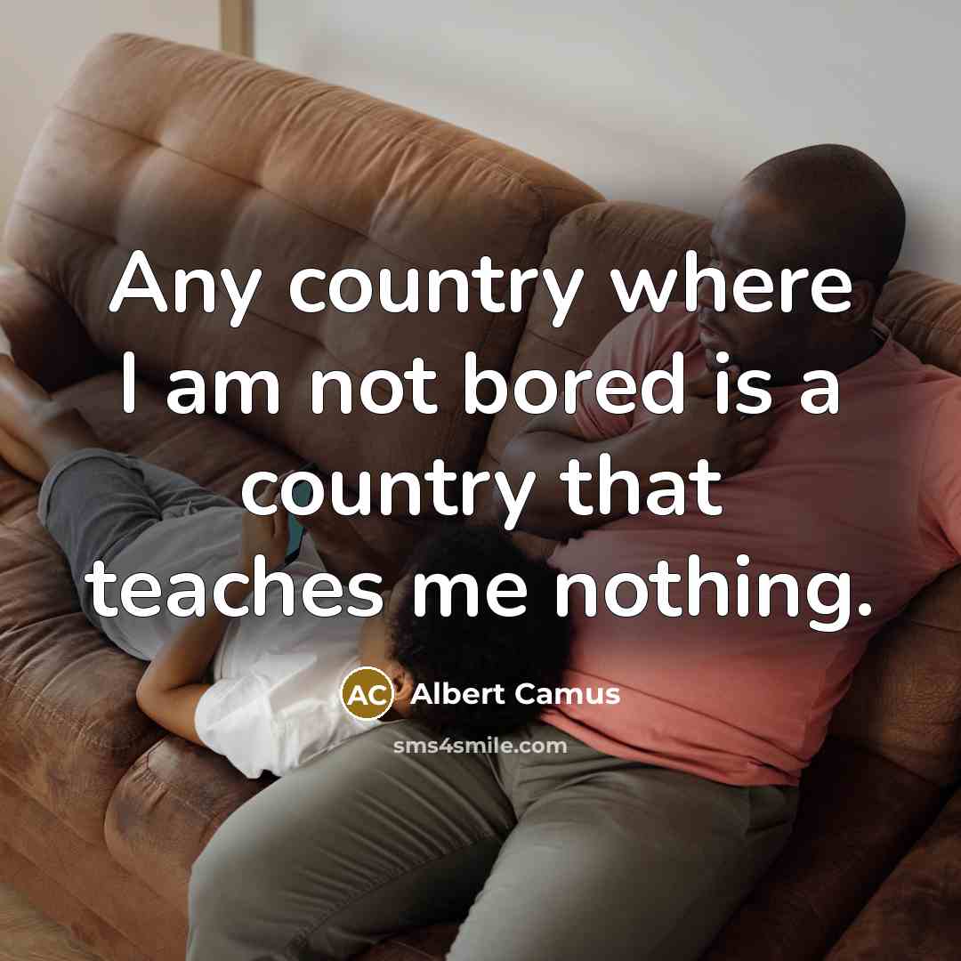 “Any country where I am not bored is a country…” quote by Albert Camus