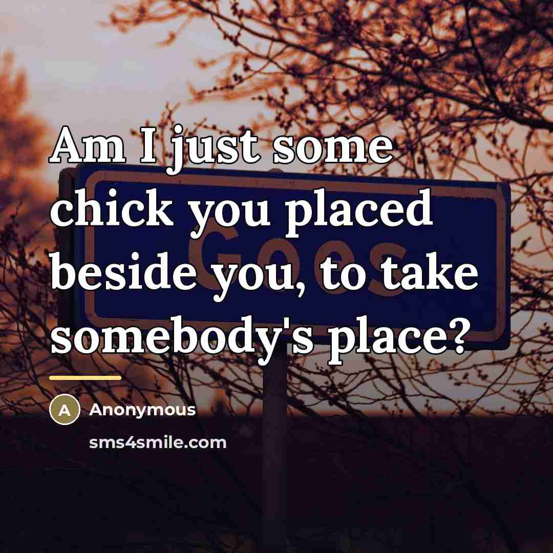 “Am I just some chick you placed beside you, to…” quote by Anonymous