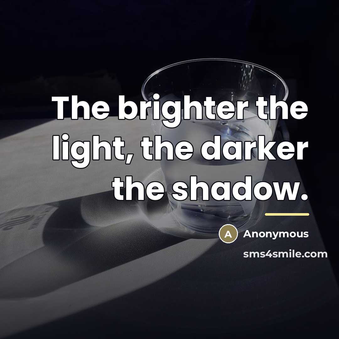 “The brighter the light, the darker the shadow.…” quote by Anonymous