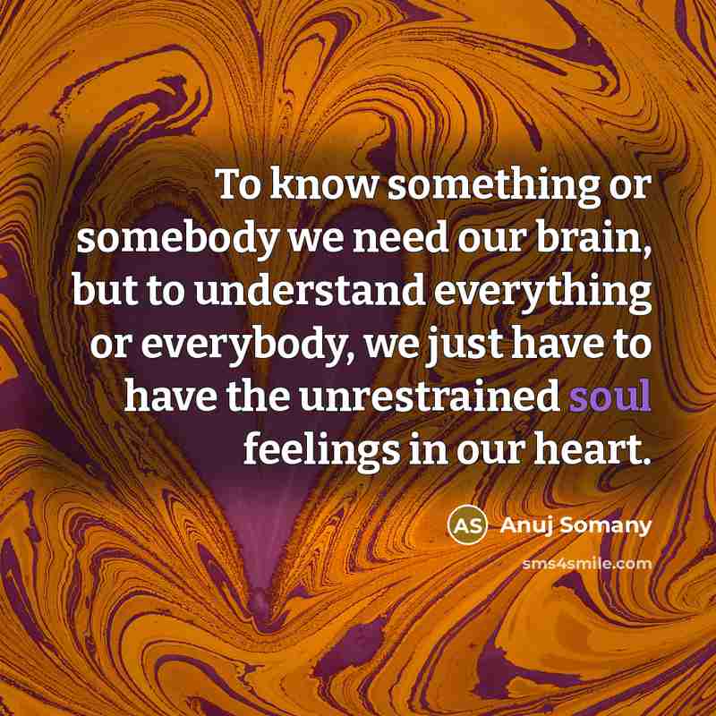 “To know something or somebody we need our brain, but…” quote by Anuj Somany