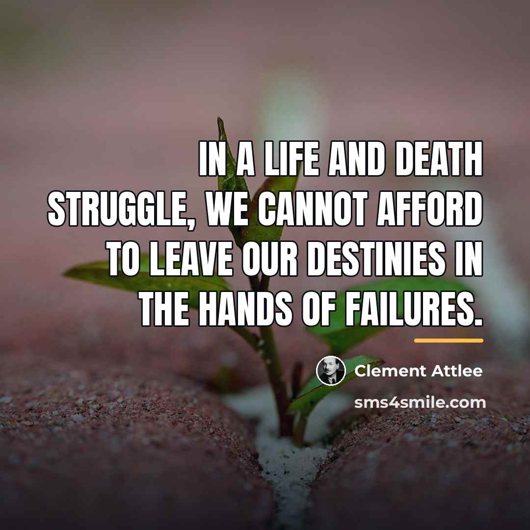 “In a life and death struggle, we cannot afford to…” quote by Clement Attlee