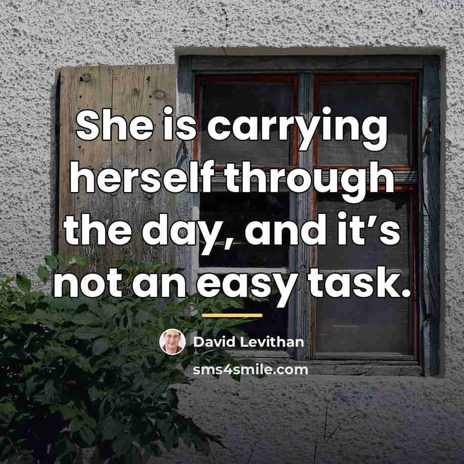 “She is carrying herself through the day, and it’s not…” quote by David Levithan