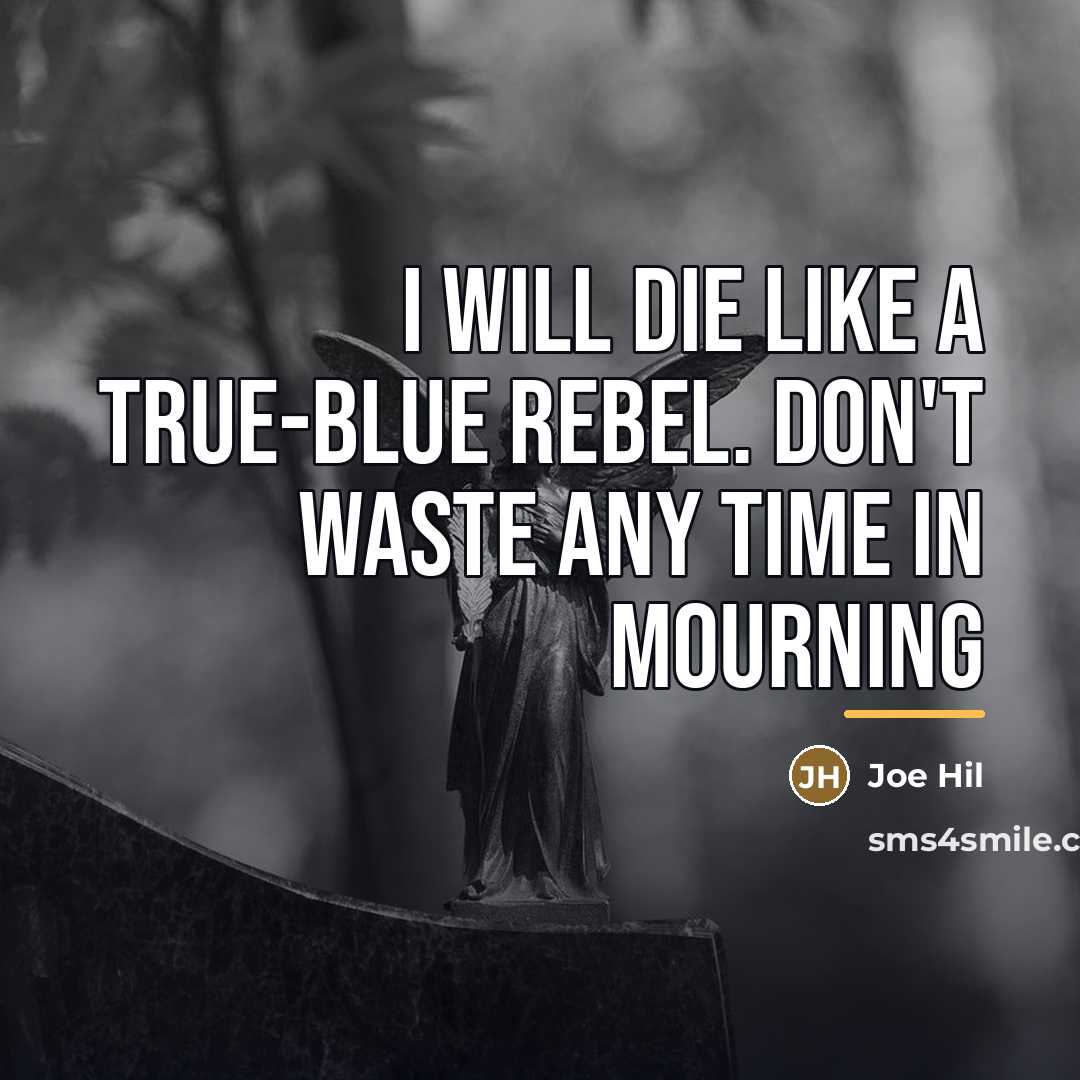 “I will die like a true-blue rebel. Don't waste any…” quote by Joe Hil