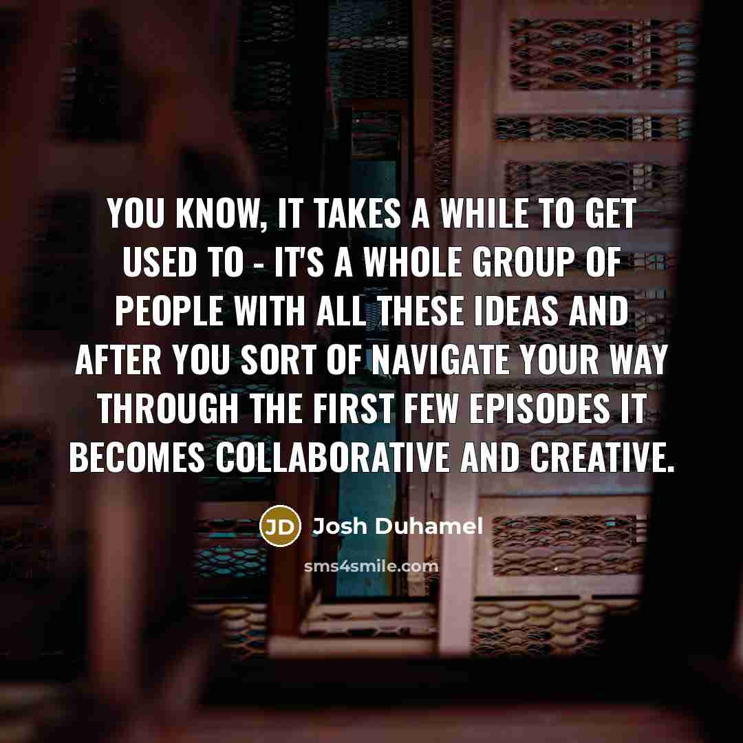 “You know, it takes a while to get used to…” quote by Josh Duhamel