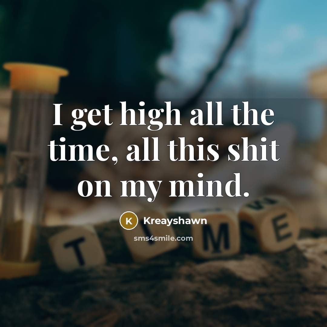 “I get high all the time, all this shit on my mind.” quote by Kreayshawn