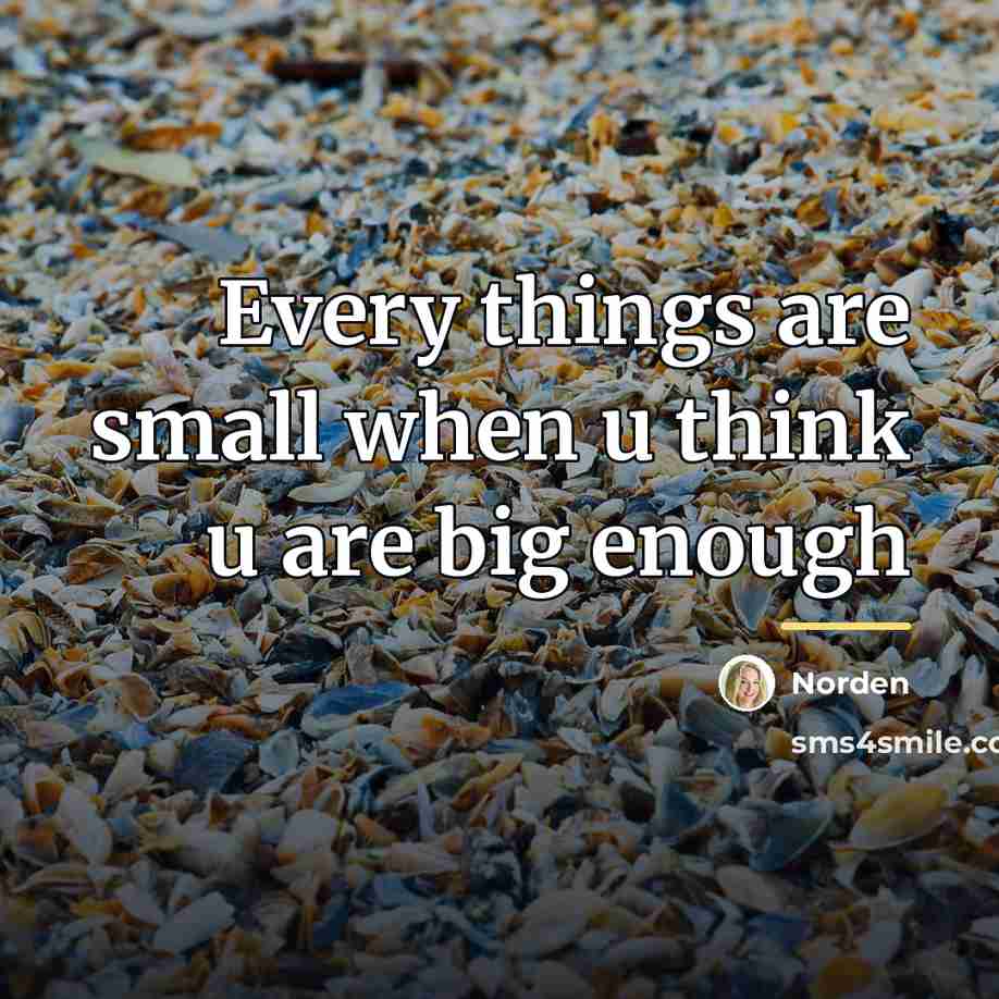 “Every things are small when u think u are big…” quote by Norden