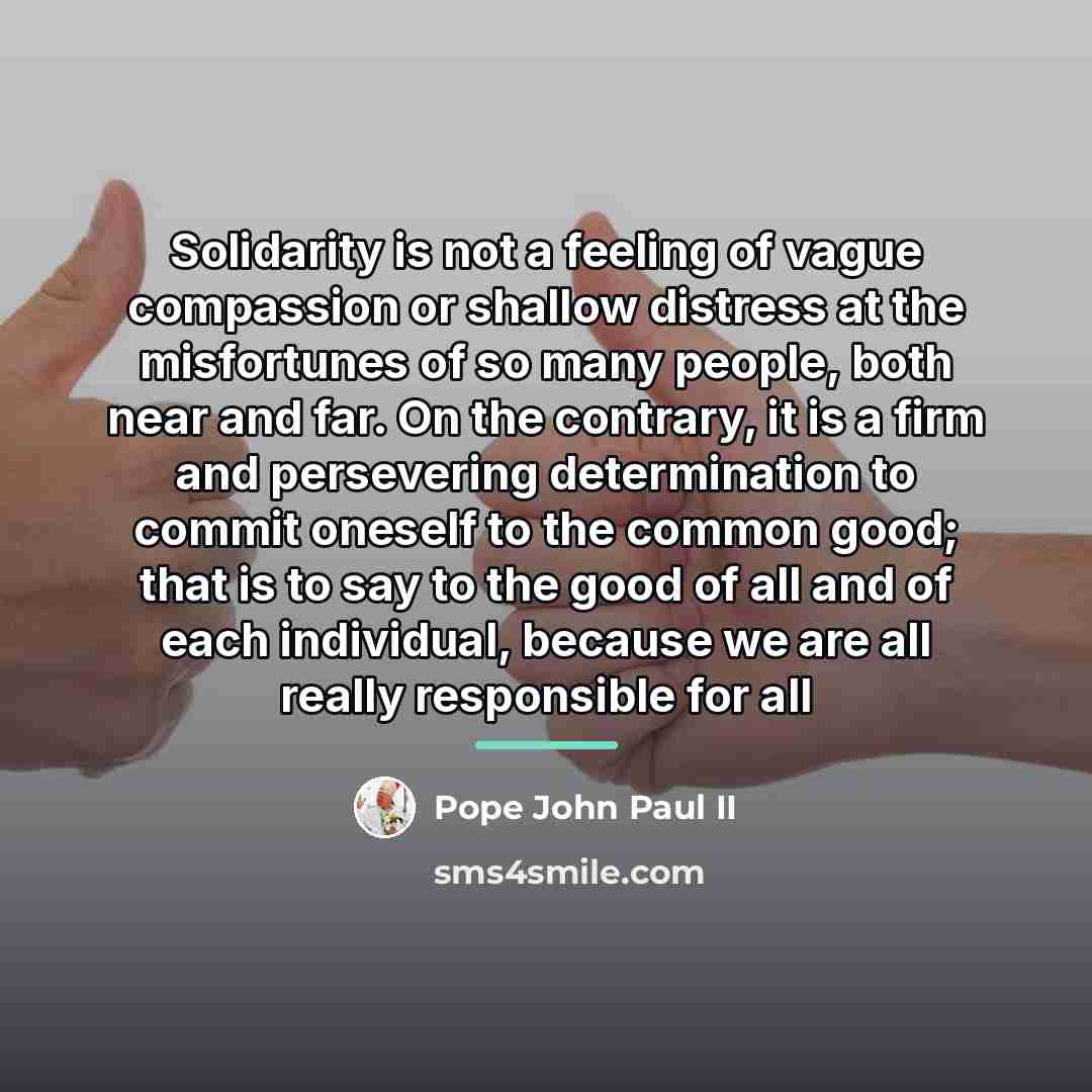 “Solidarity is not a feeling of vague compassion or shallow…” quote by Pope John Paul II