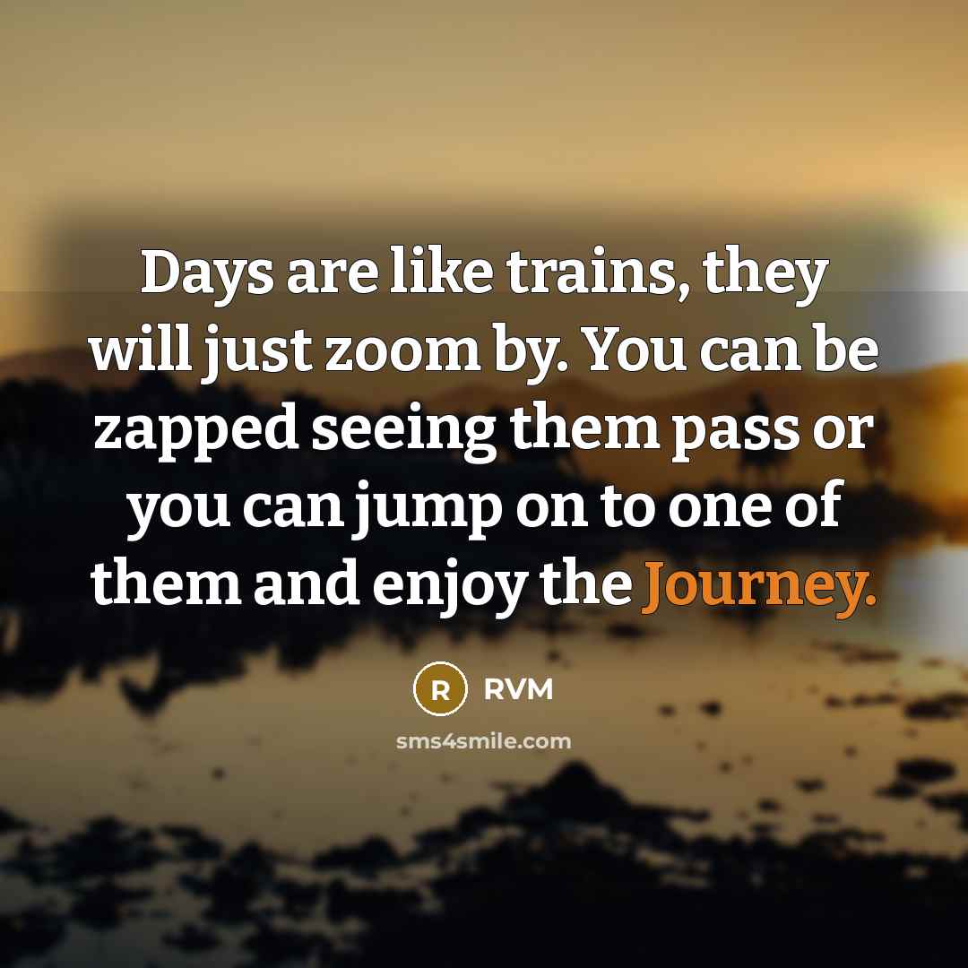 “Days are like trains, they will just zoom by. You…” quote by RVM