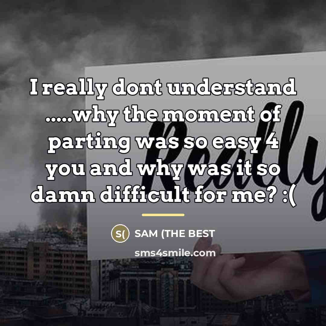 “I really dont understand .....why the moment of parting was…” quote by SAM (THE BEST