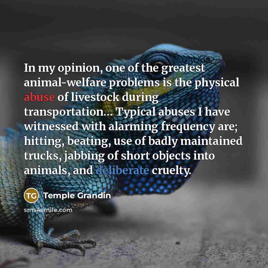 “In my opinion, one of the greatest animal-welfare problems is…” quote by Temple Grandin
