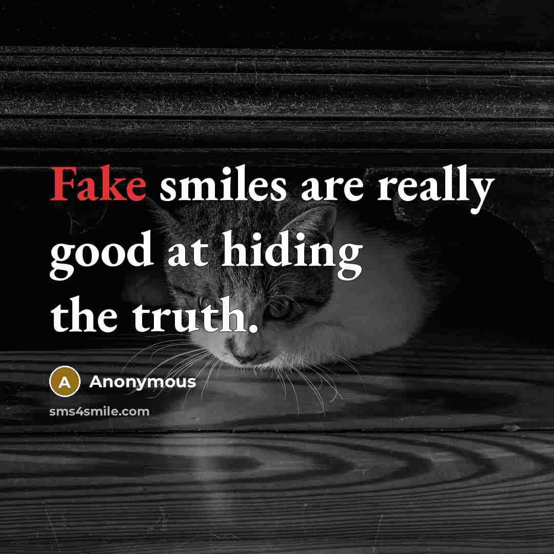 “Fake smiles are really good at hiding the truth.…” quote by Anonymous