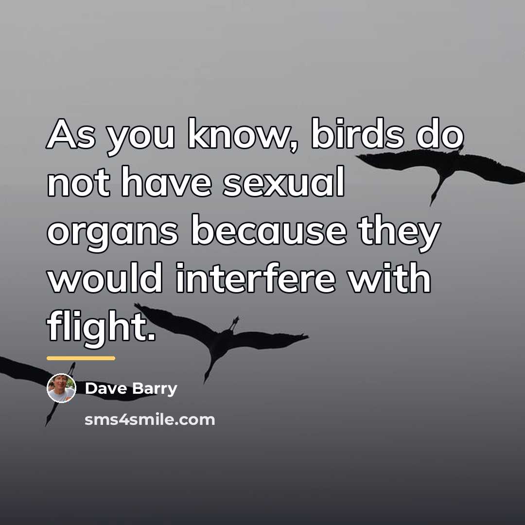 “As you know, birds do not have sexual organs because…” quote by Dave Barry