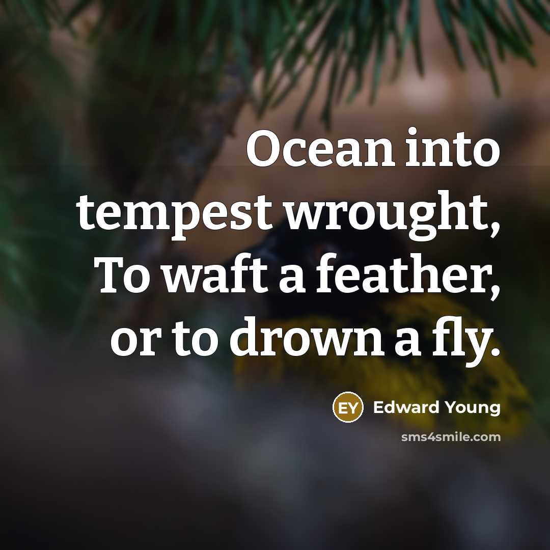“Ocean into tempest wrought, To waft a feather, or to…” quote by Edward Young