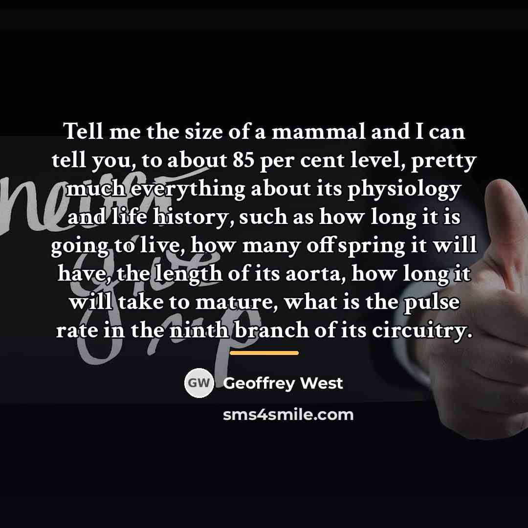“Tell me the size of a mammal and I can…” quote by Geoffrey West