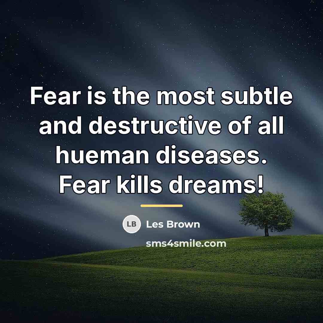 “Fear is the most subtle and destructive of all hueman…” quote by Les Brown