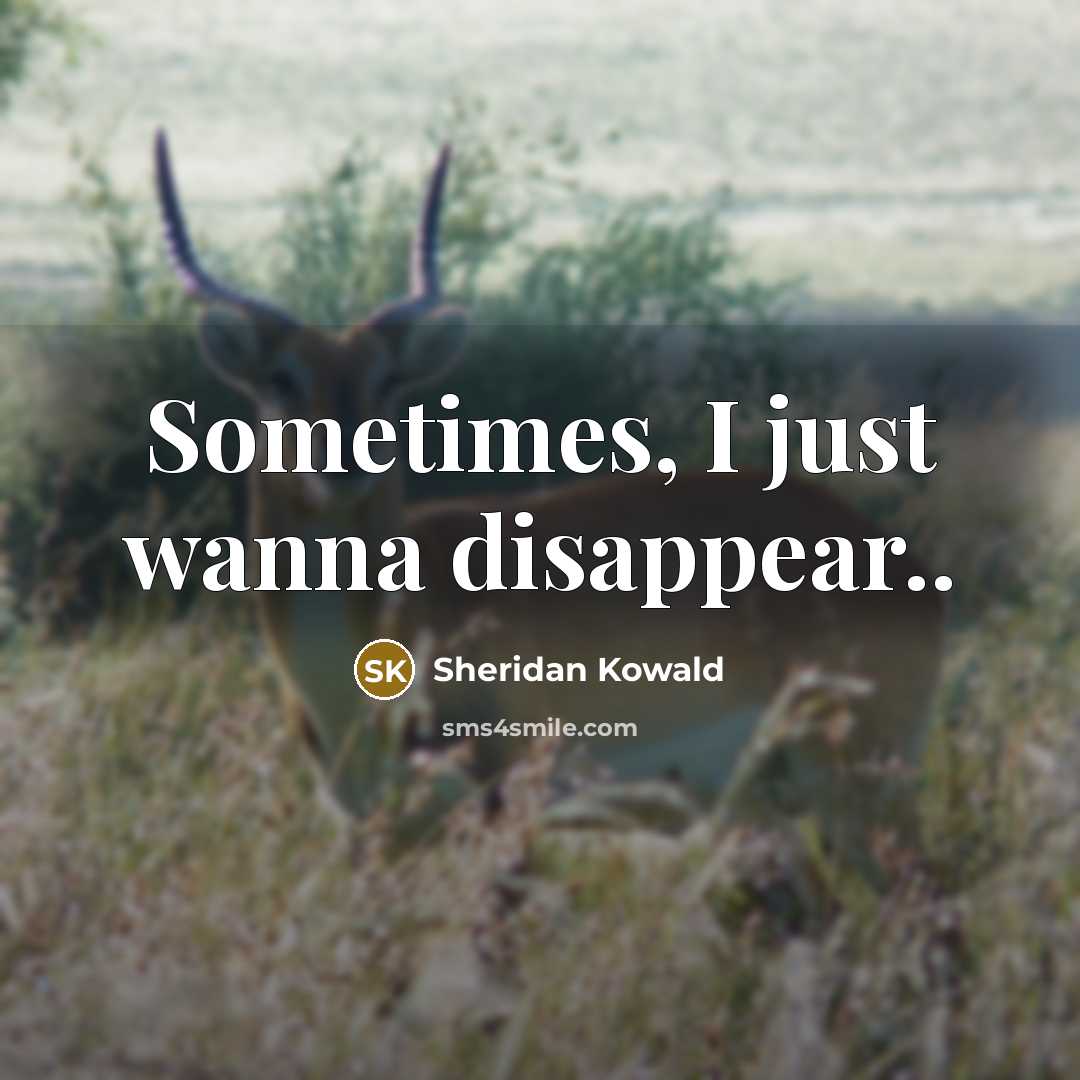 “Sometimes, I just wanna disappear..…” quote by Sheridan Kowald