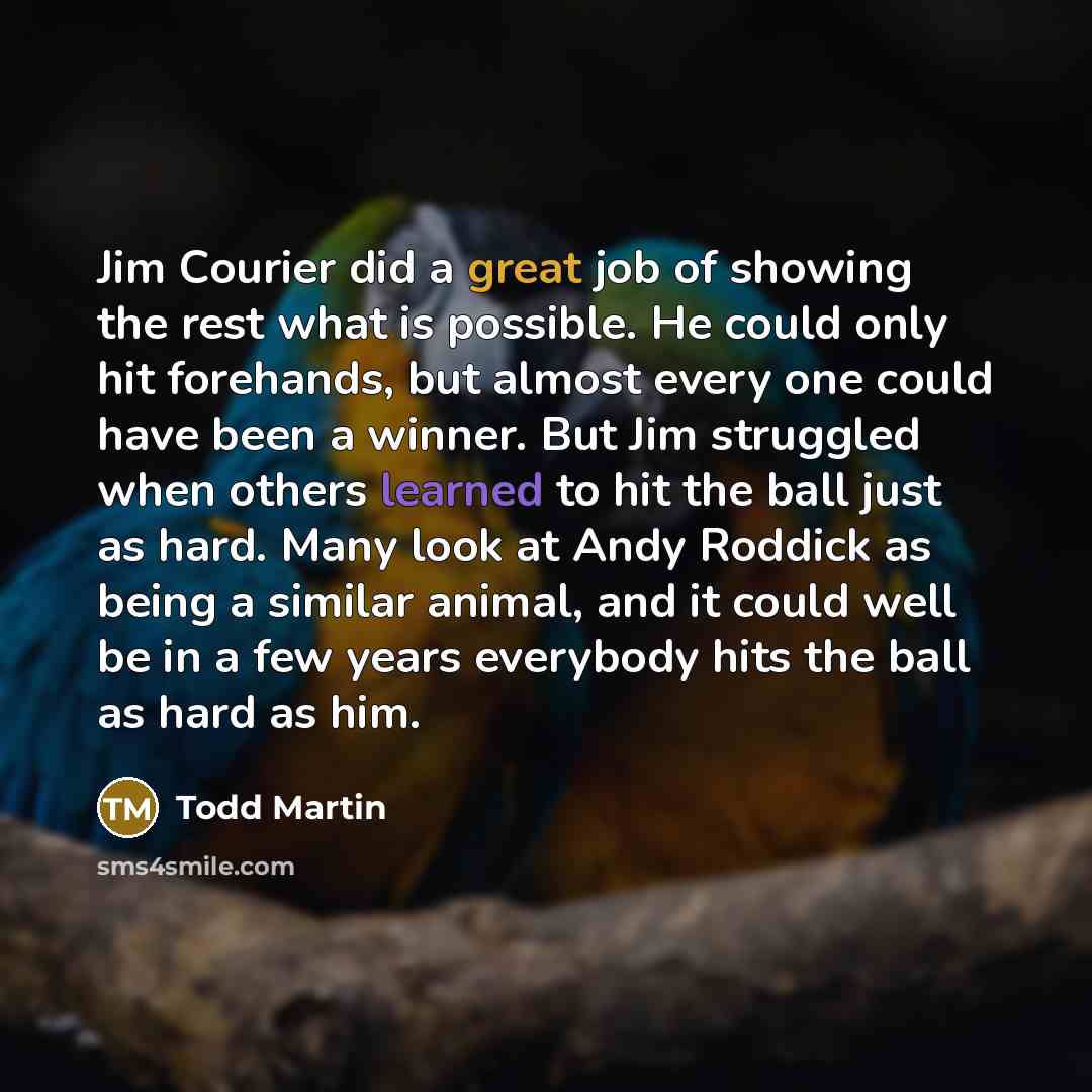 “Jim Courier did a great job of showing the rest…” quote by Todd Martin