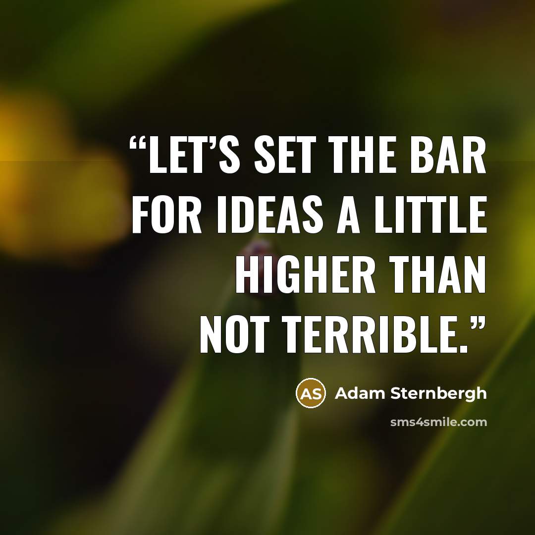 “Let’s set the bar for ideas a little higher than not terrible.” quote by Adam Sternbergh
