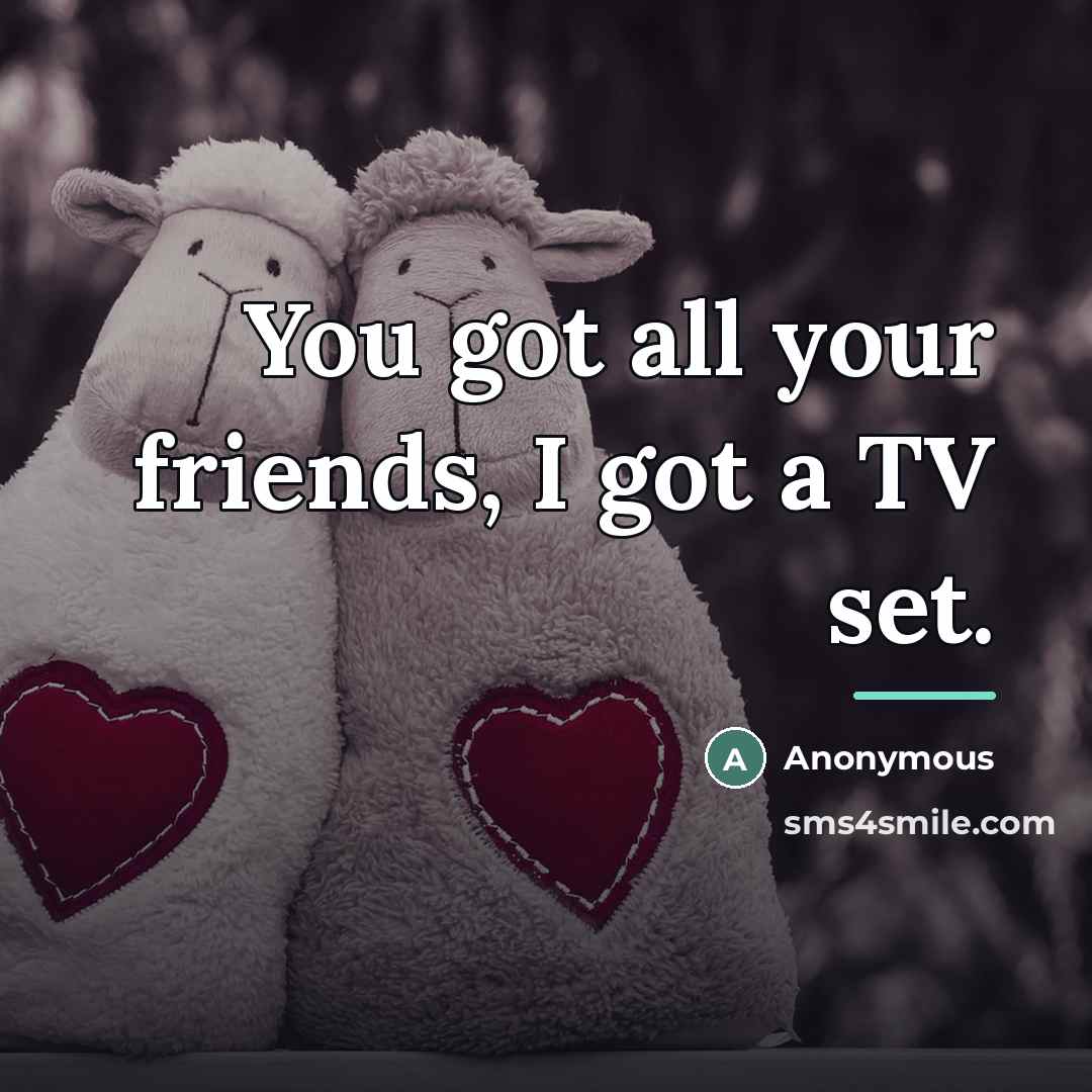 “You got all your friends, I got a TV set.…” quote by Anonymous