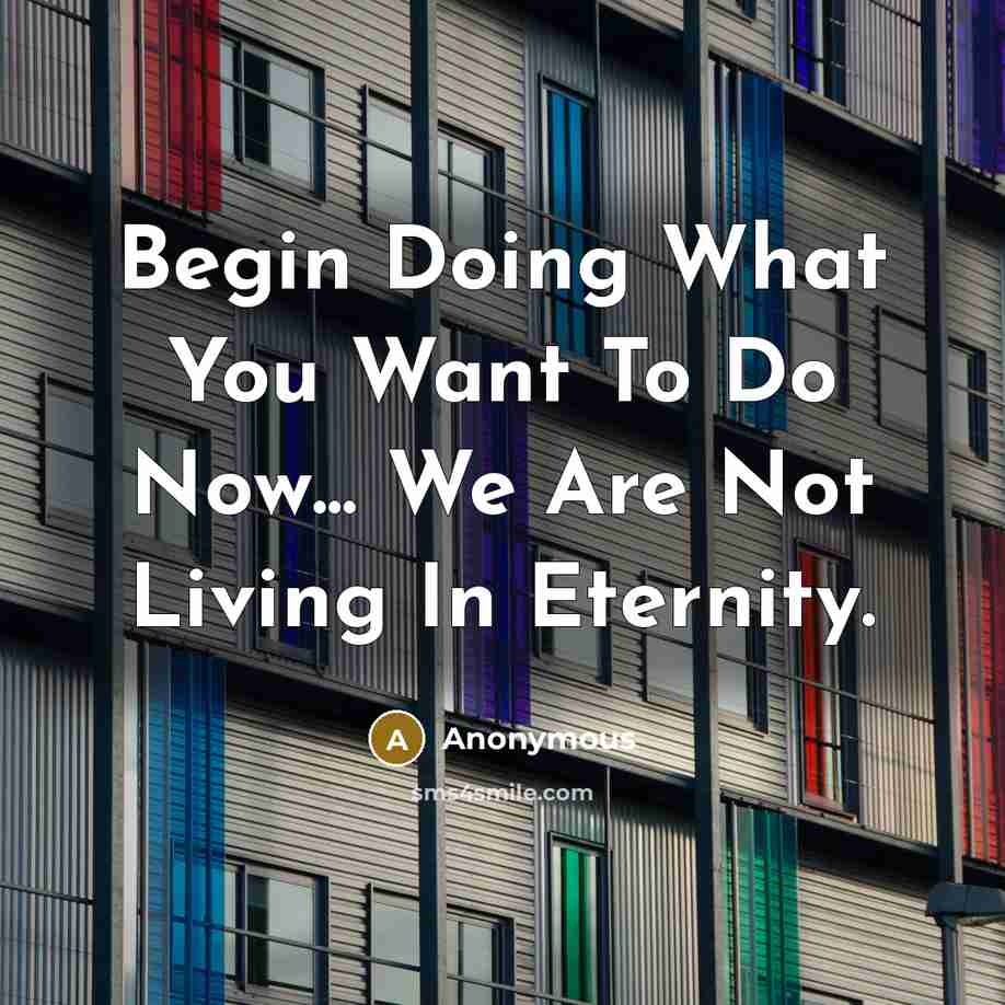 “Begin Doing What You Want To Do Now... We Are…” quote by Anonymous