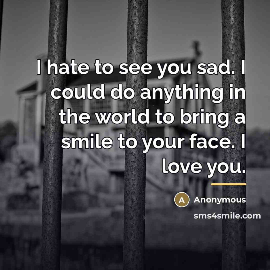 “I hate to see you sad. I could do anything…” quote by Anonymous