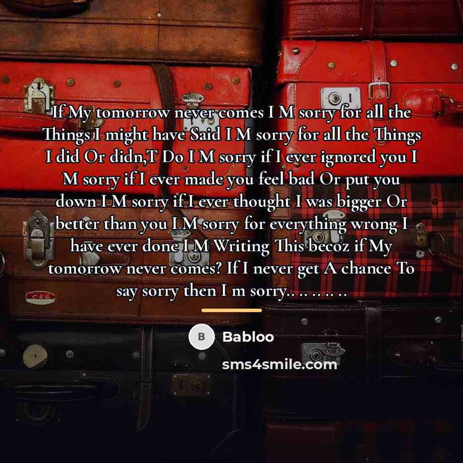 “If My tomorrow never comes I M sorry for all…” quote by Babloo