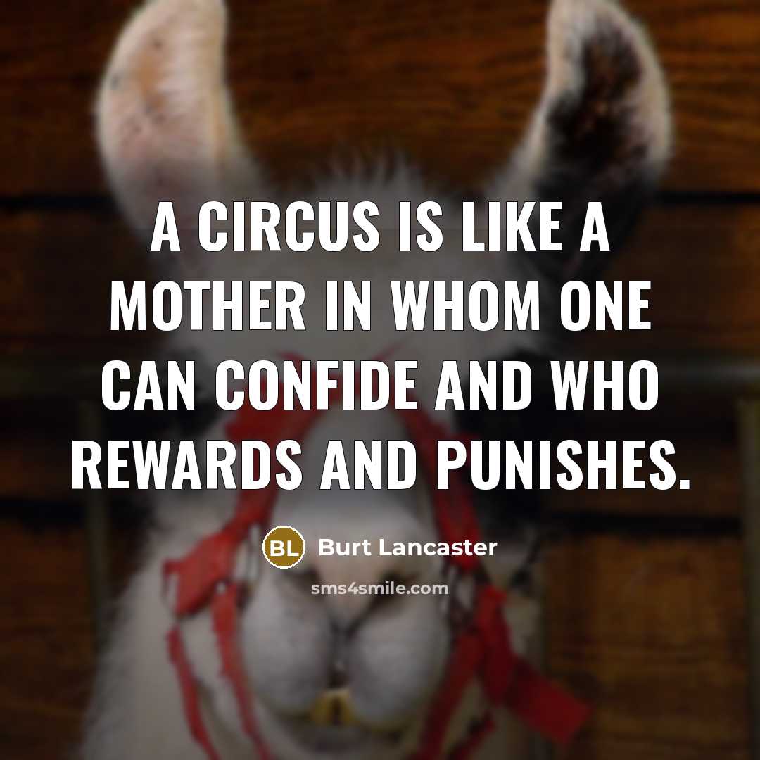 “A circus is like a mother in whom one can…” quote by Burt Lancaster
