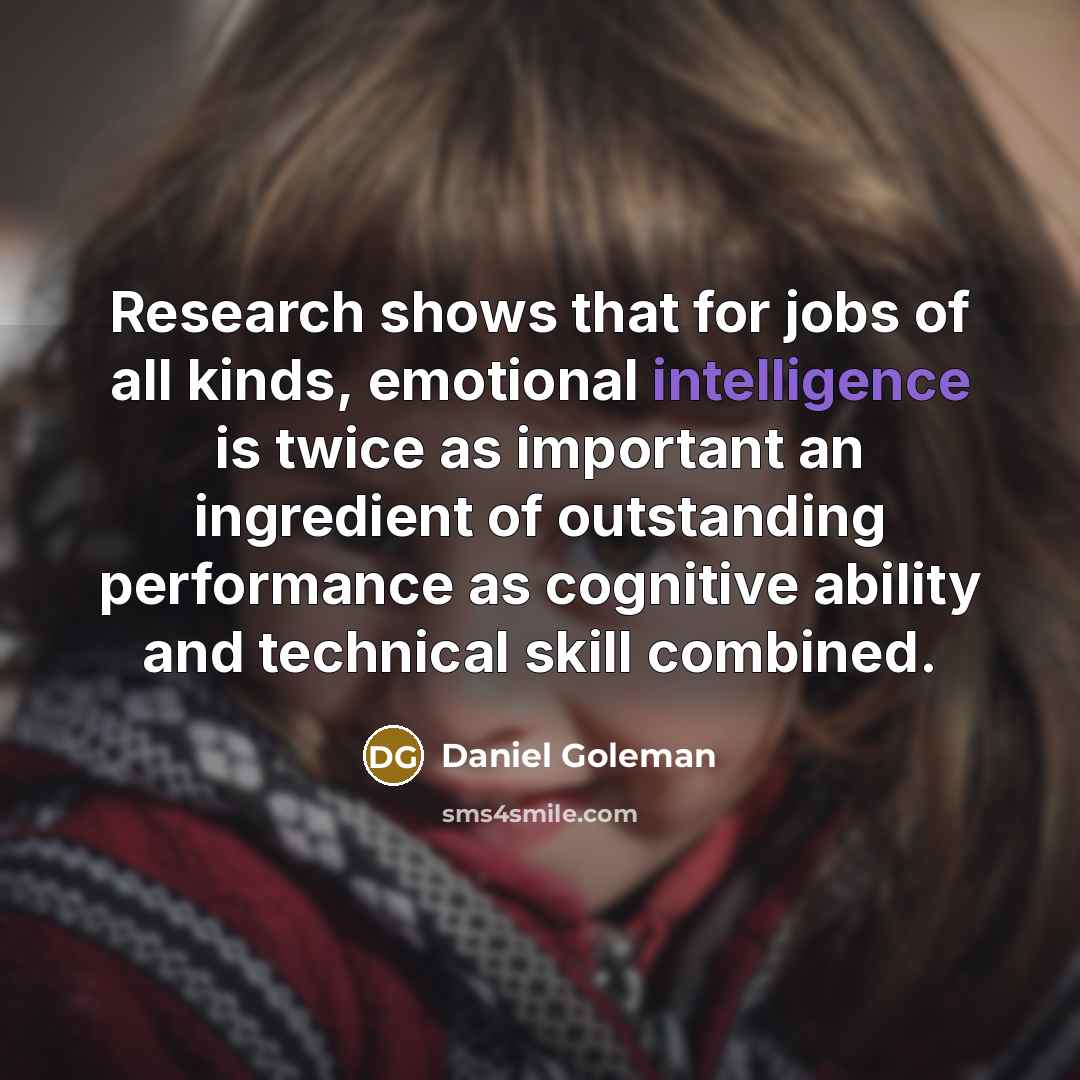 “Research shows that for jobs of all kinds, emotional intelligence…” quote by Daniel Goleman