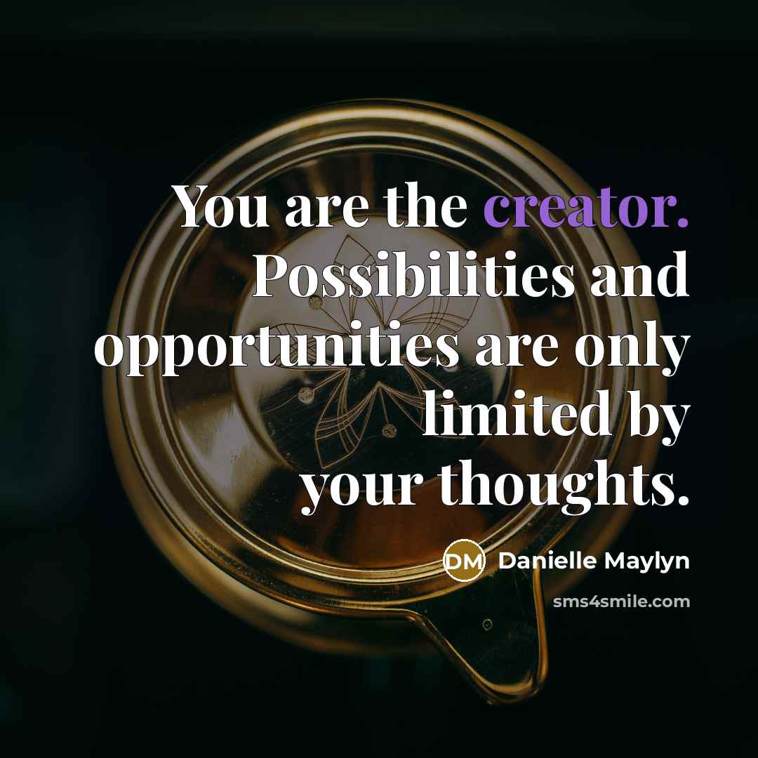 “You are the creator. Possibilities and opportunities are only limited…” quote by Danielle Maylyn