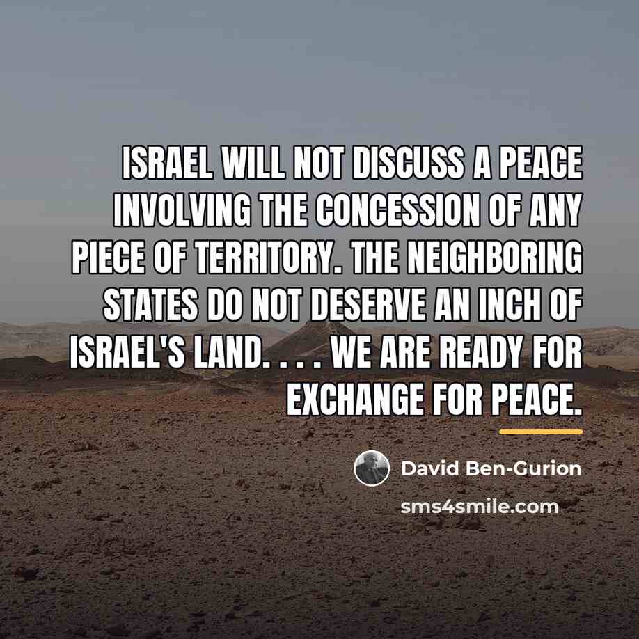 “Israel will not discuss a peace involving the concession of…” quote by David Ben-Gurion