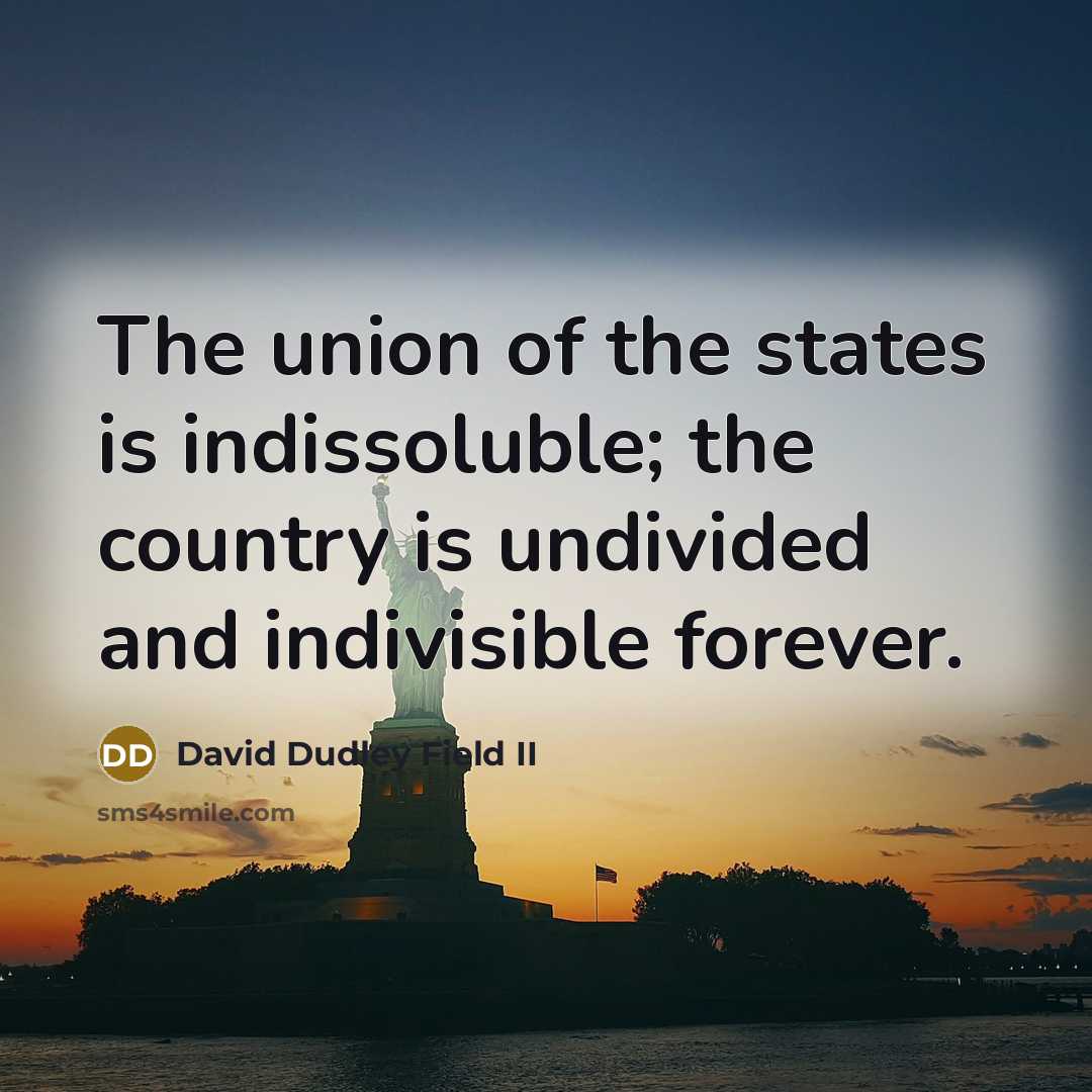 “The union of the states is indissoluble; the country is…” quote by David Dudley Field II