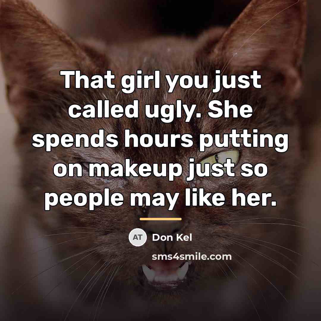 “That girl you just called ugly. She spends hours putting…” quote by Don Kel