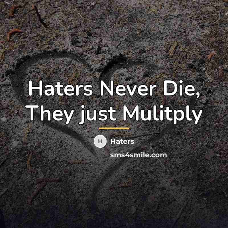 “Haters Never Die, They just Mulitply…” quote by HATERS