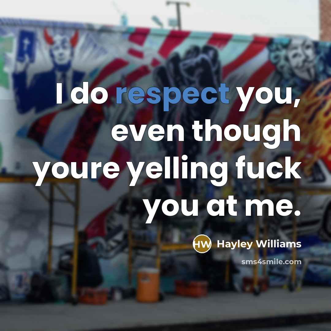 “I do respect you, even though youre yelling fuck you…” quote by Hayley Williams