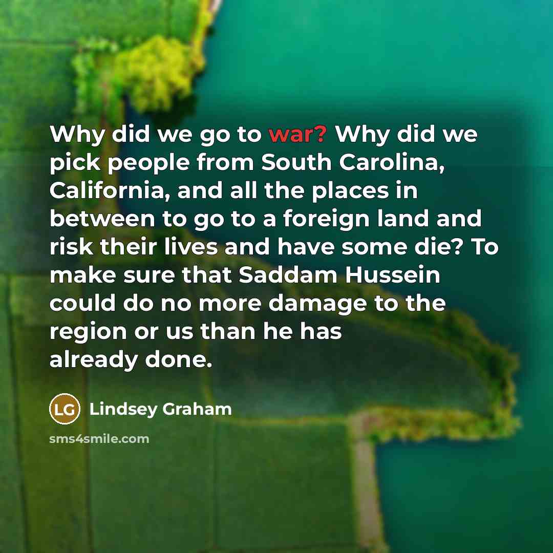 “Why did we go to war? Why did we pick…” quote by Lindsey Graham