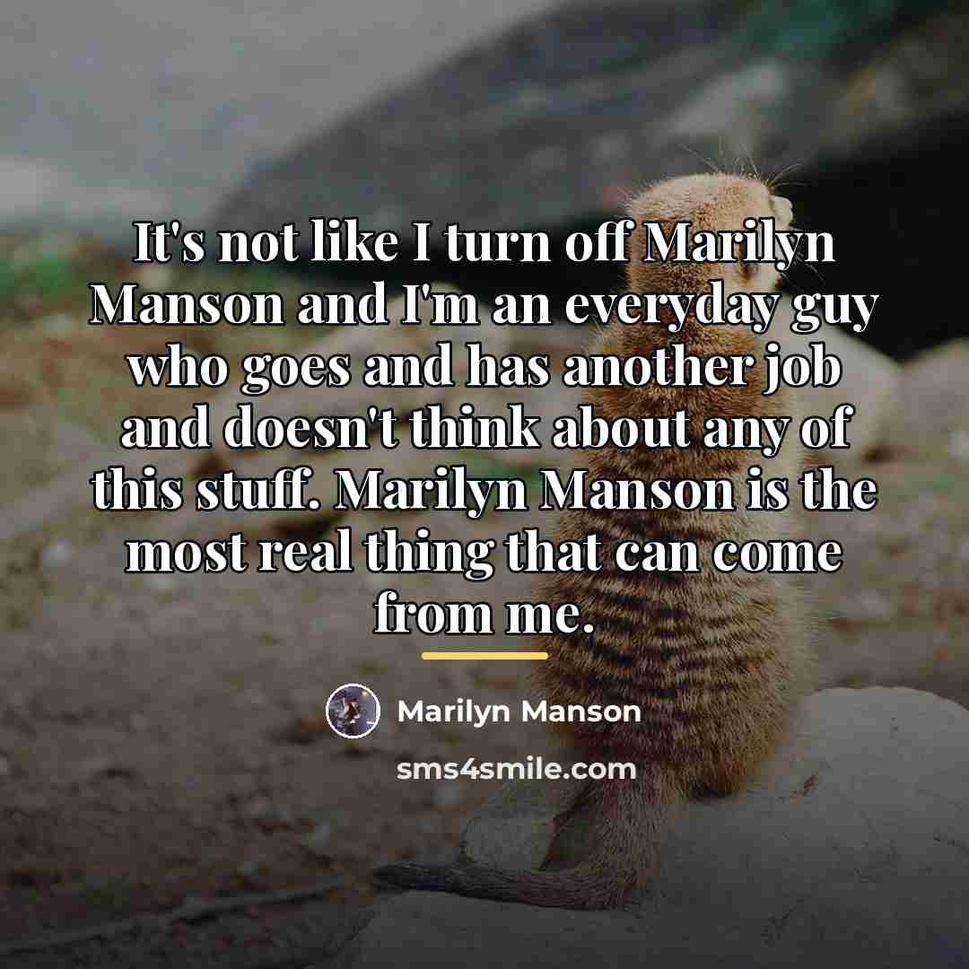“It's not like I turn off Marilyn Manson and I'm…” quote by Marilyn Manson