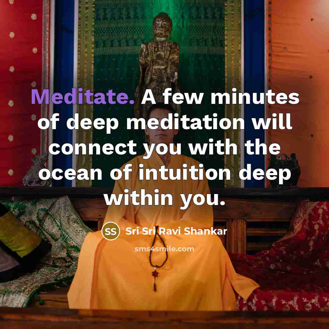“Meditate. A few minutes of deep meditation will connect you…” quote by Sri Sri Ravi Shankar