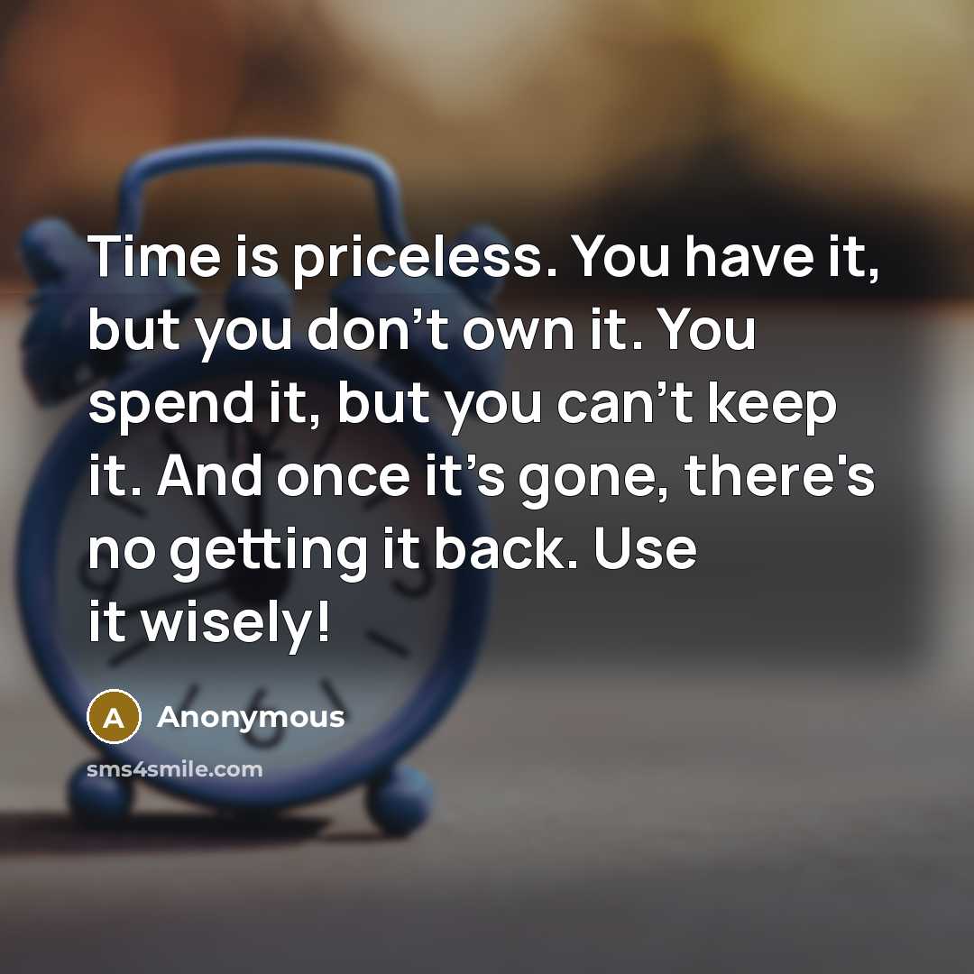 “Time is priceless. You have it, but you don't own…” quote by Anonymous