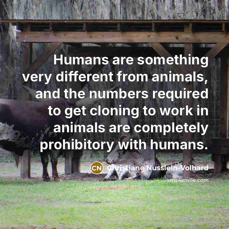 “Humans are something very different from animals, and the numbers…” quote by Christiane Nusslein-Volhard
